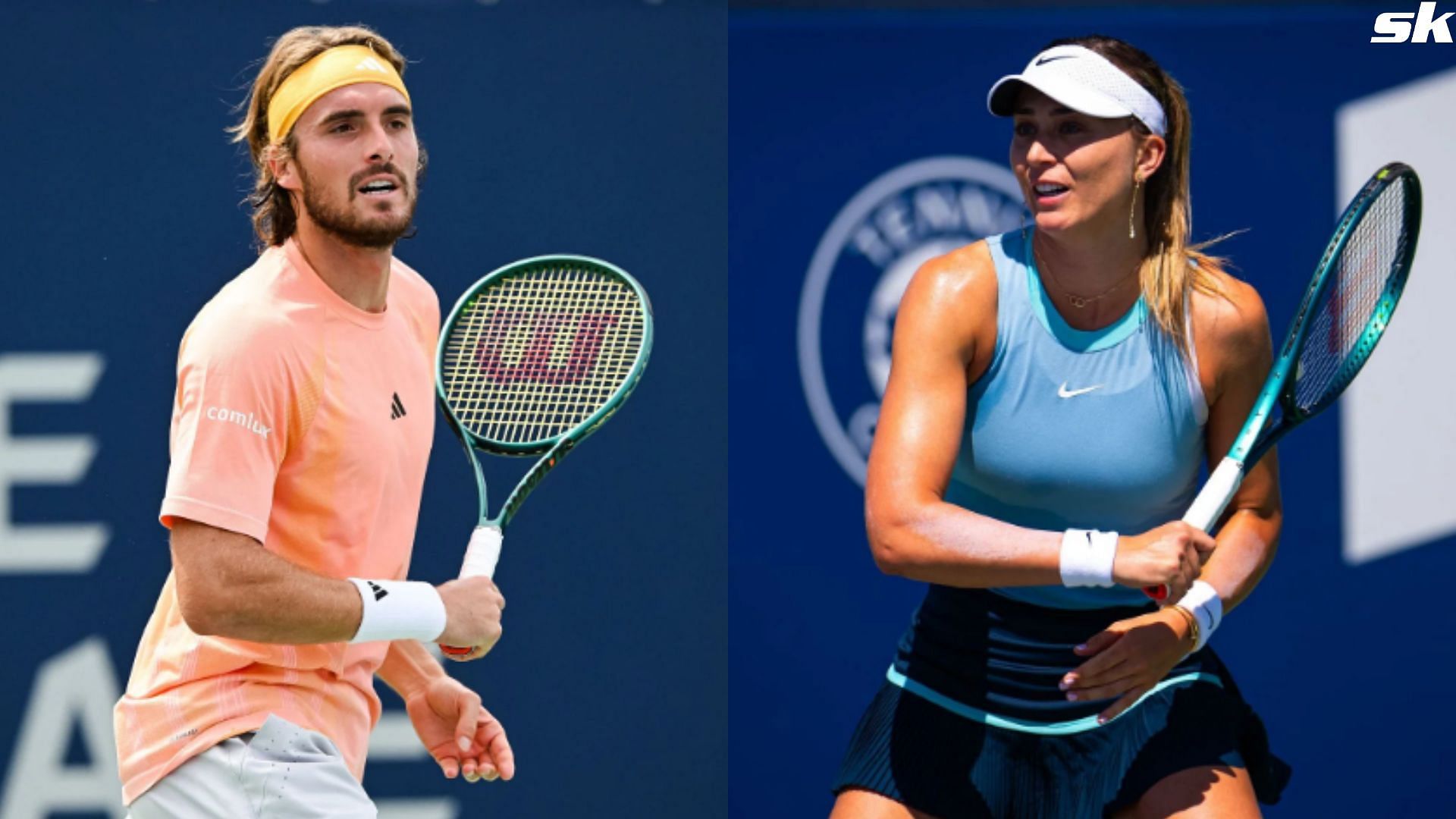 Stefanos Tsitsipas and Paula Badosa in action at the 2024 National Bank Open (Pictures: Getty)