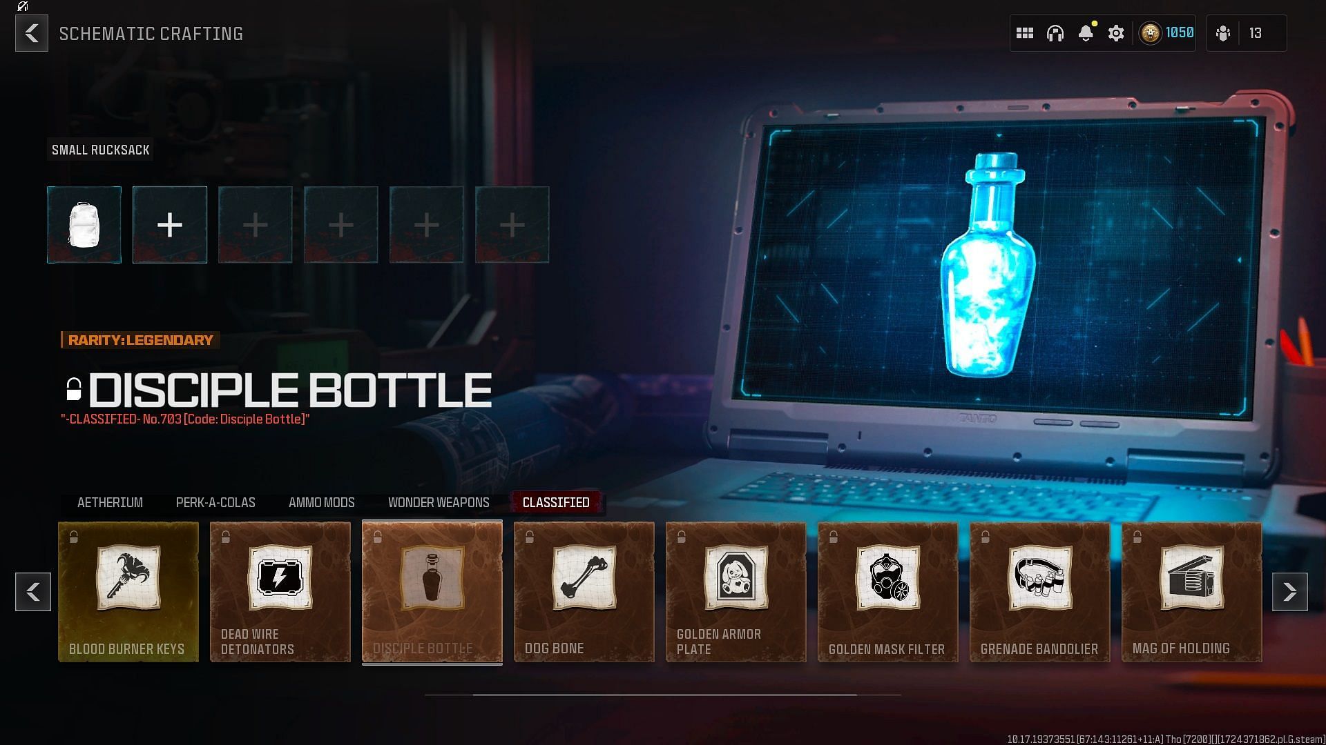 Unlocking the Disciple Bottle Schematic in MW3 Zombies (Image via Activision)