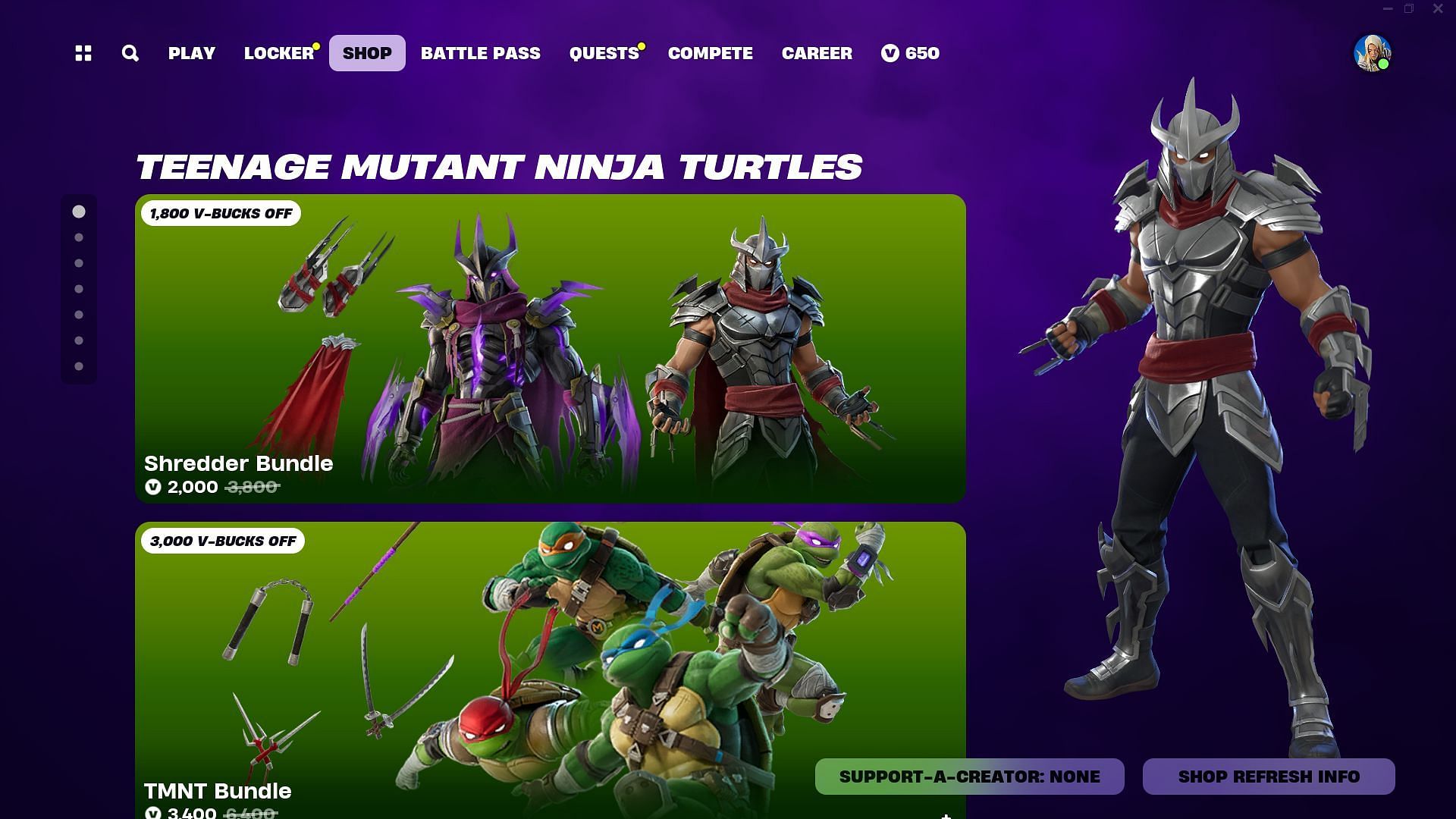 You can now purchase the Shredder skins in Fortnite (Image via Epic Games)