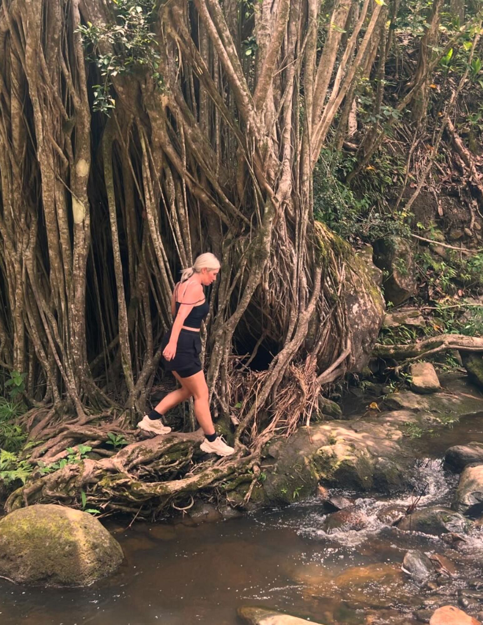 Michael Bisping's wife, Rebecca, walking through the jungle. [via @mikebisping]