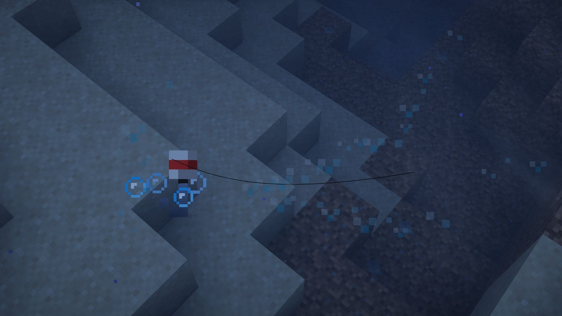 The water particle effects indicating a bite (Image via Mojang)