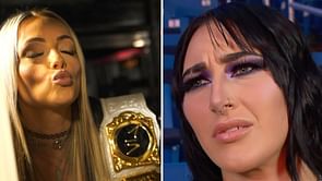 Liv Morgan reacts after posing with Rhea Ripley's 'ex' on WWE RAW