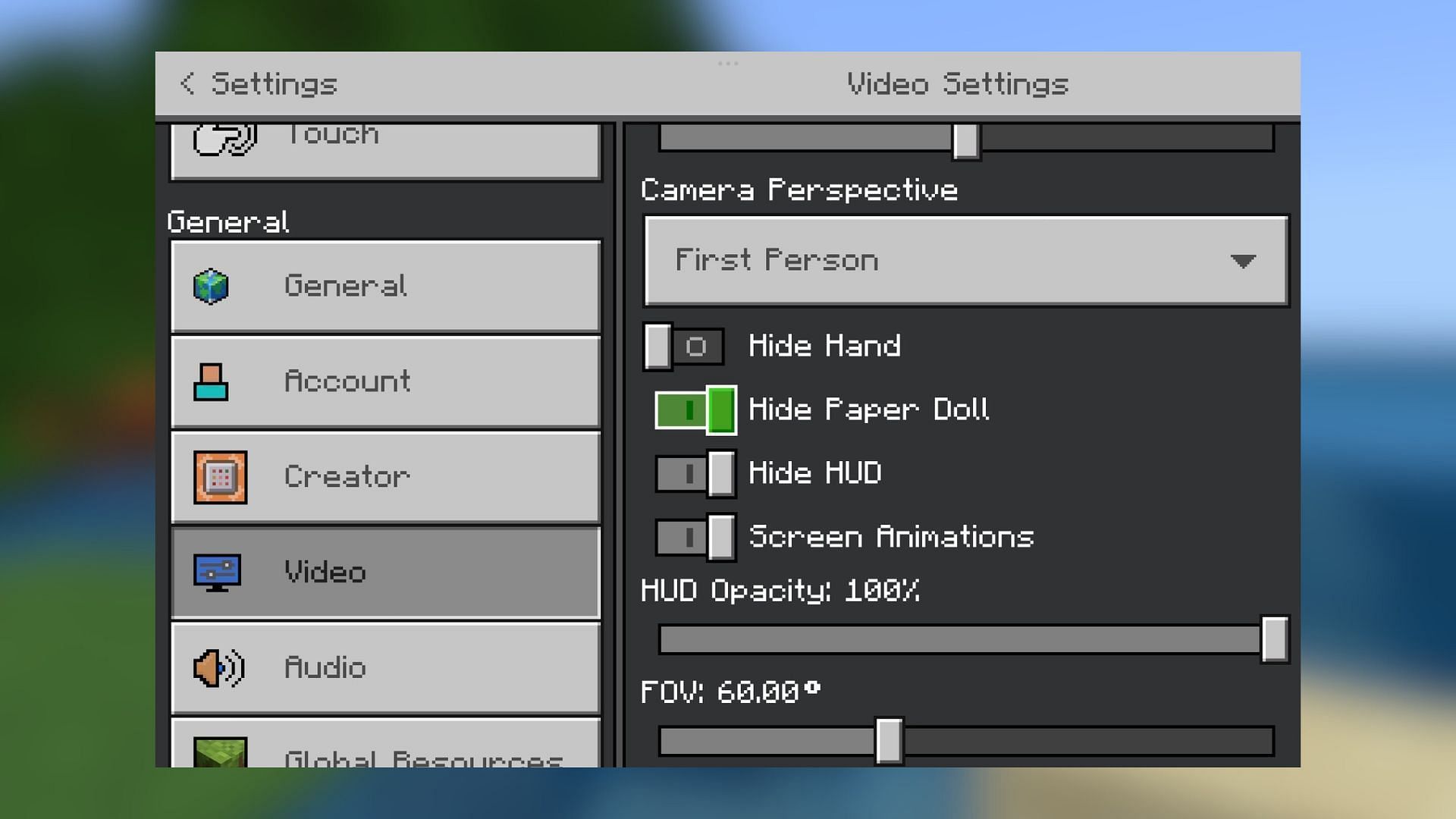 The option can be found in the Minecraft&#039;s Video settings (Image via Mojang Studios)