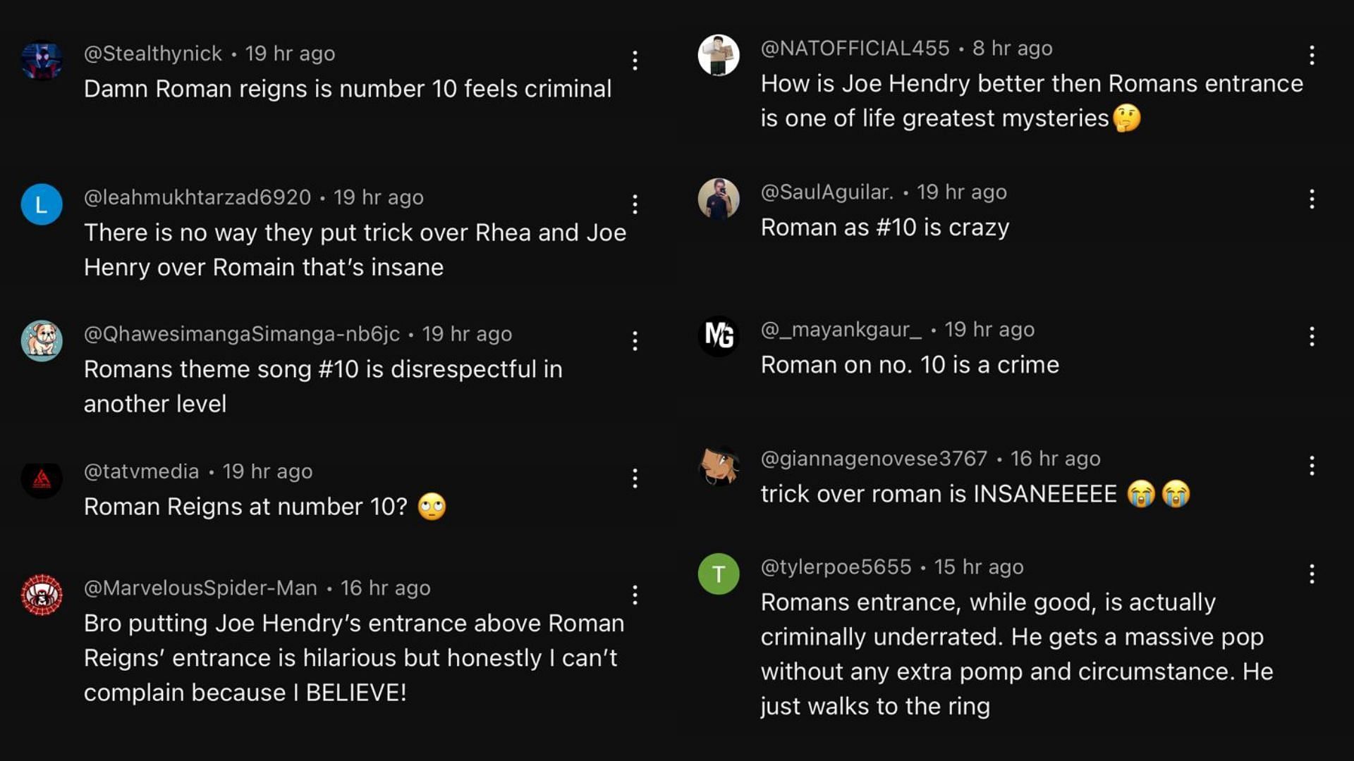 Fan reactions to WWE putting Joe Hendry over Roman Reigns (Image Credits: YouTube)
