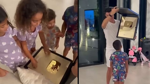 Cristiano Ronaldo celebrates reaching one million subscribers on YouTube with his family (Image via UR-Cristiano/YouTube)