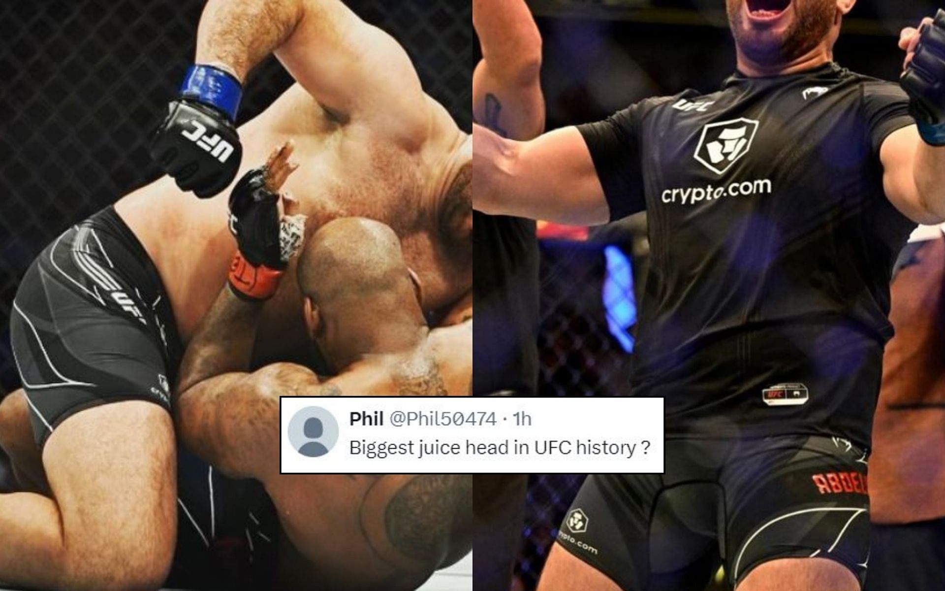 Fans react (insert) to UFC heavyweight (pictured) and his recent suspension for banned substances. [Image credit: @hamdy.abdelwahab1 on Instagram,  @mma_kings on X]