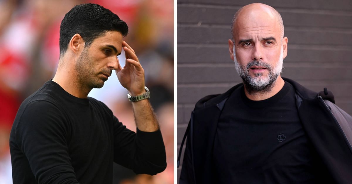 Mikel Arteta (left) and Pep Guardiola (right) 