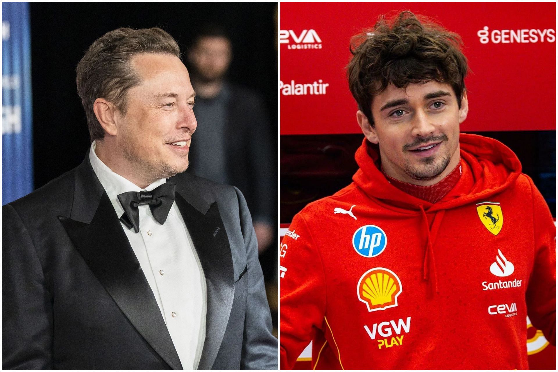 Elon Musk (L) and Charles Leclerc (R) (Images via Getty)