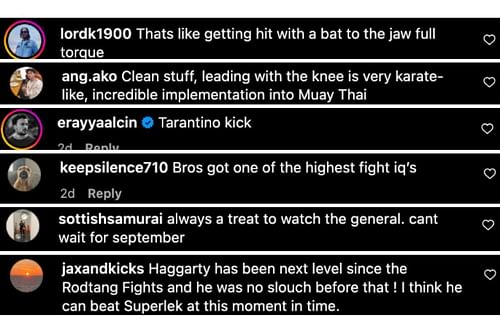 Screenshot of fans' comments