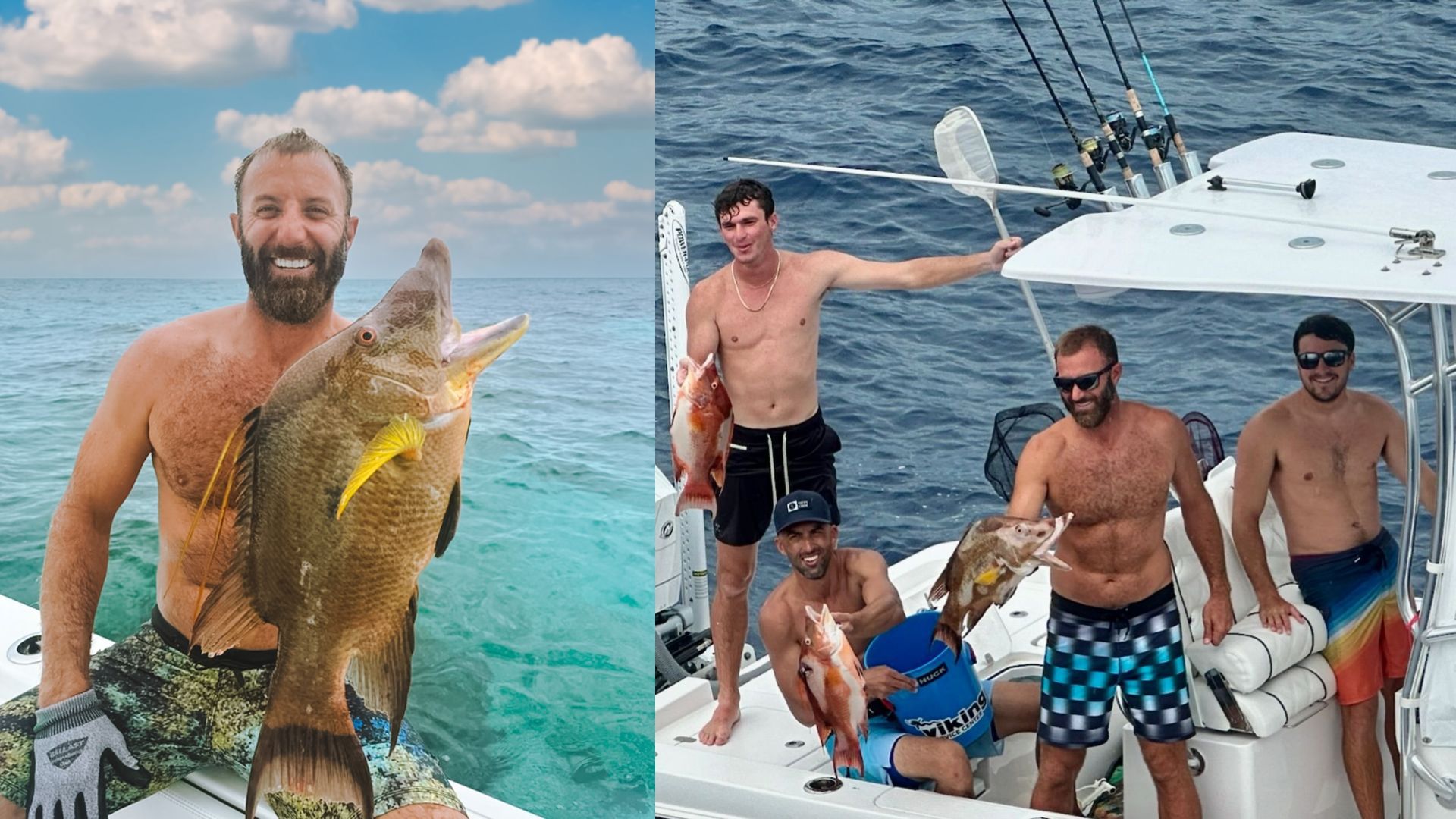 Dustin Johnson fishing with his friends (Image Source: @dustinjohnsongolf/Instagram)