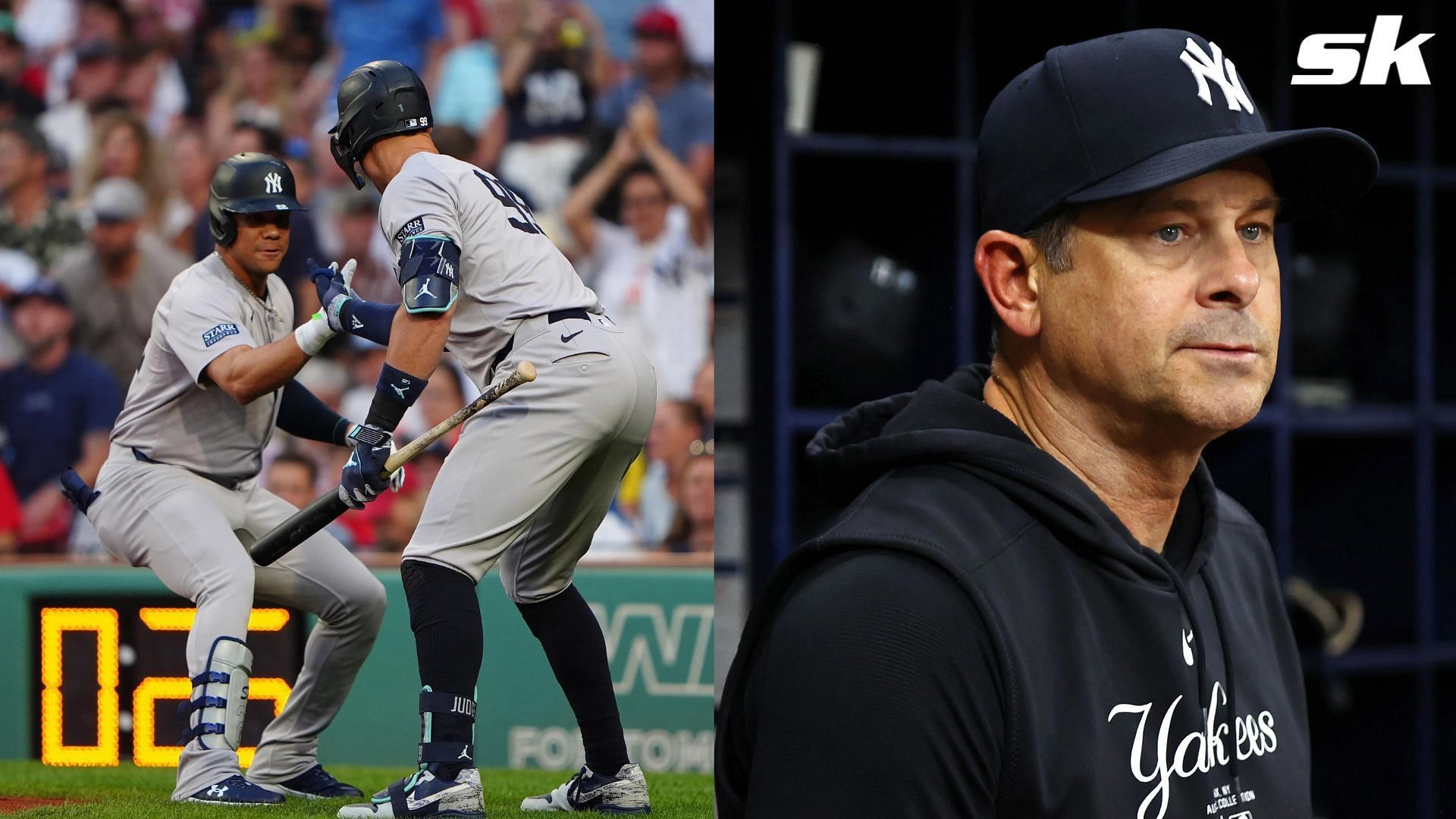 Yankees manager Aaron Boone doubts Aaron Judge and Juan Soto will ever bat at the top of the order (Photo Source: IMAGN)