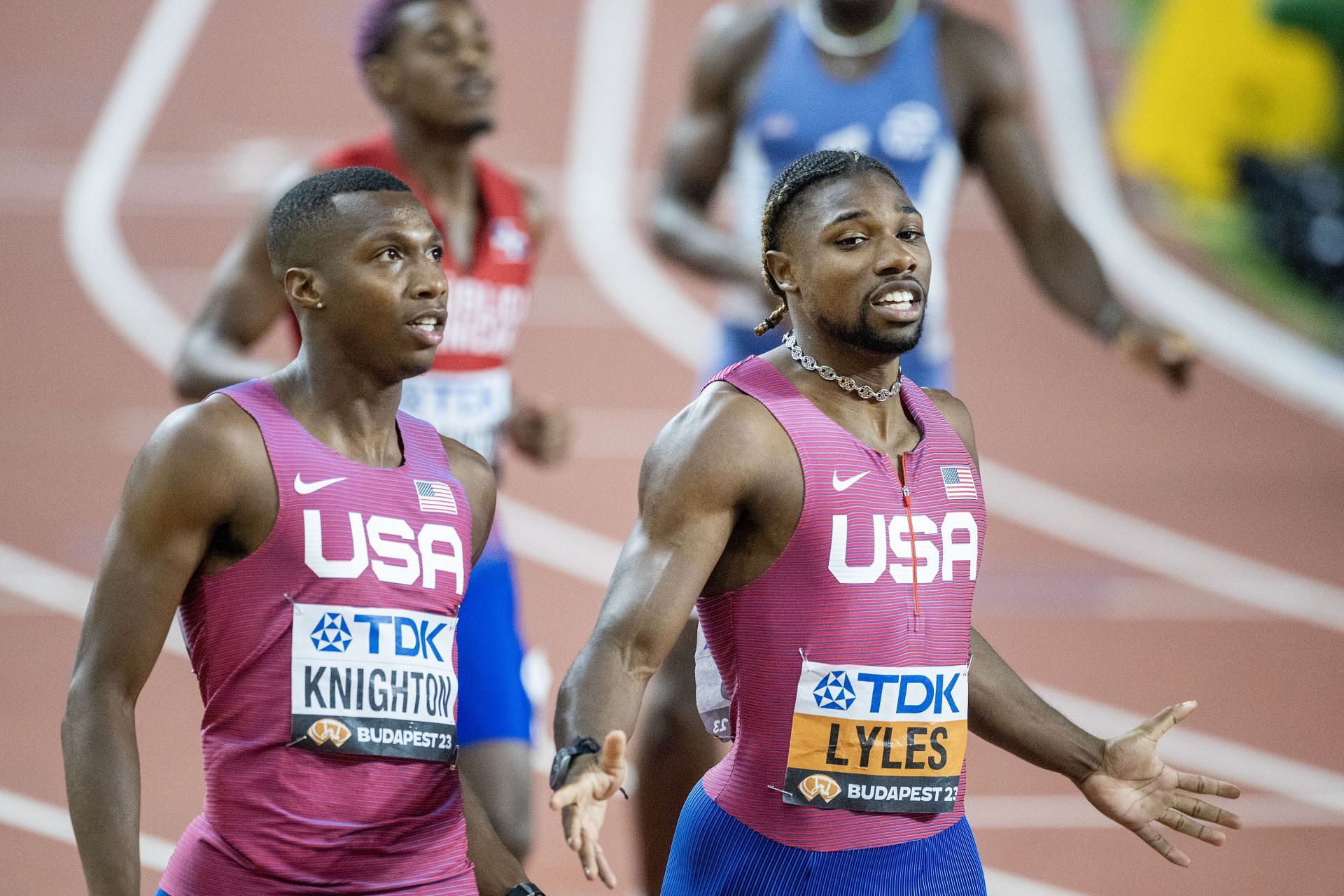 Knighton (left) along with Noah Lyles (Image via Getty)