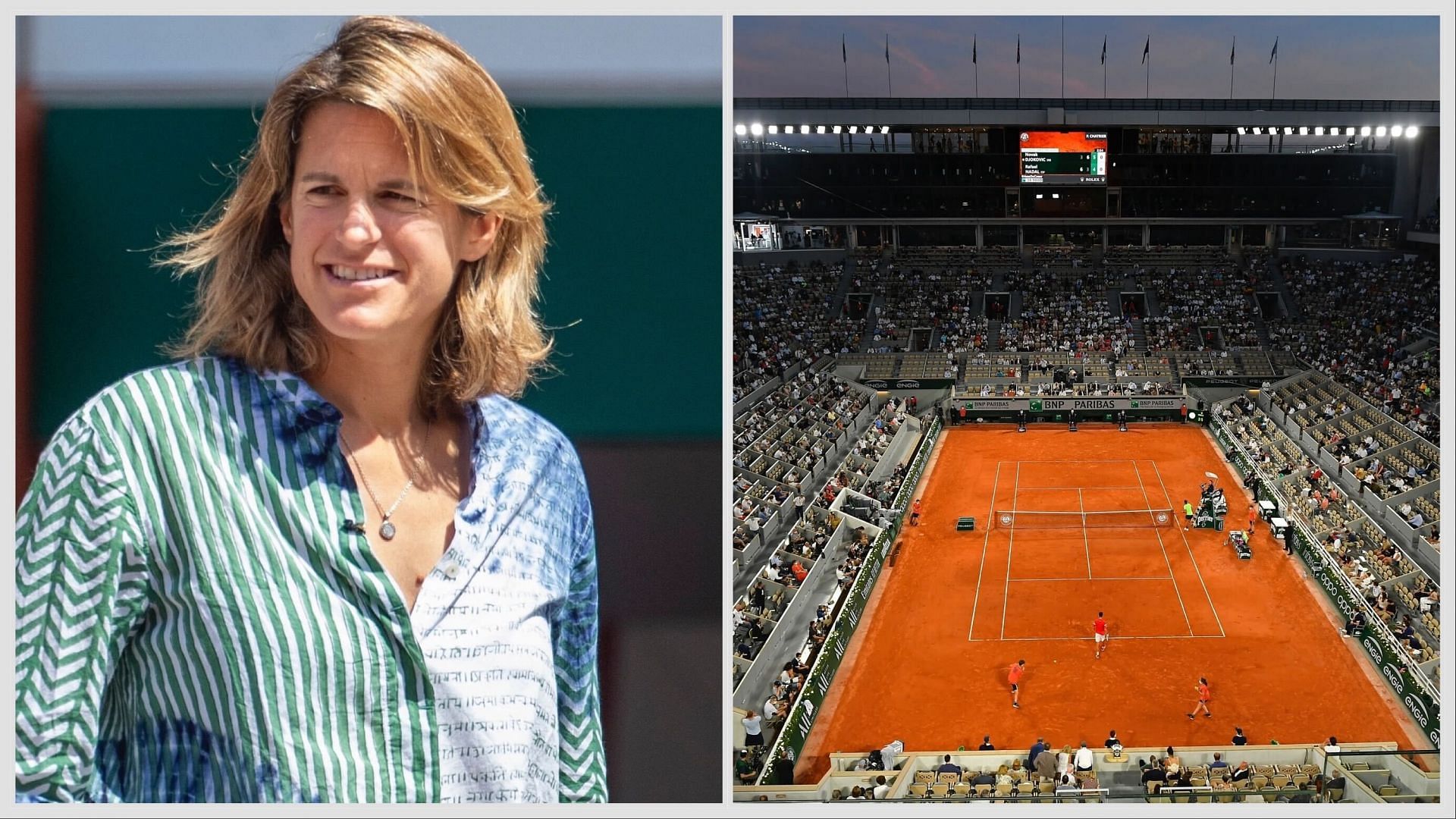 Amelie Mauresmo (L) &amp; Court Philippe Chatrier (R) (Image source: GETTY)