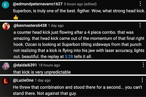 Screenshot of fans' comments