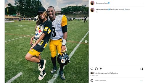 Russell Wilson and wife Ciara together at Steelers' practice [Image credit: @dangerusswilson IG]