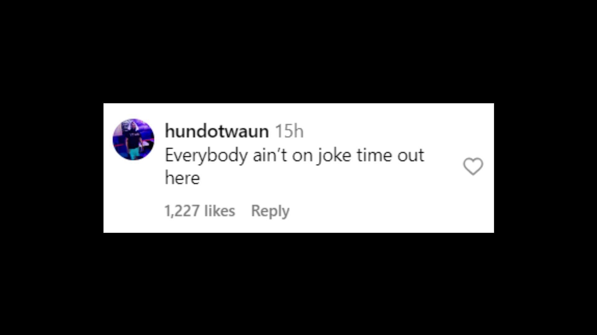 A reaction to the clip featuring the incident (Image via Instagram/nojumper)