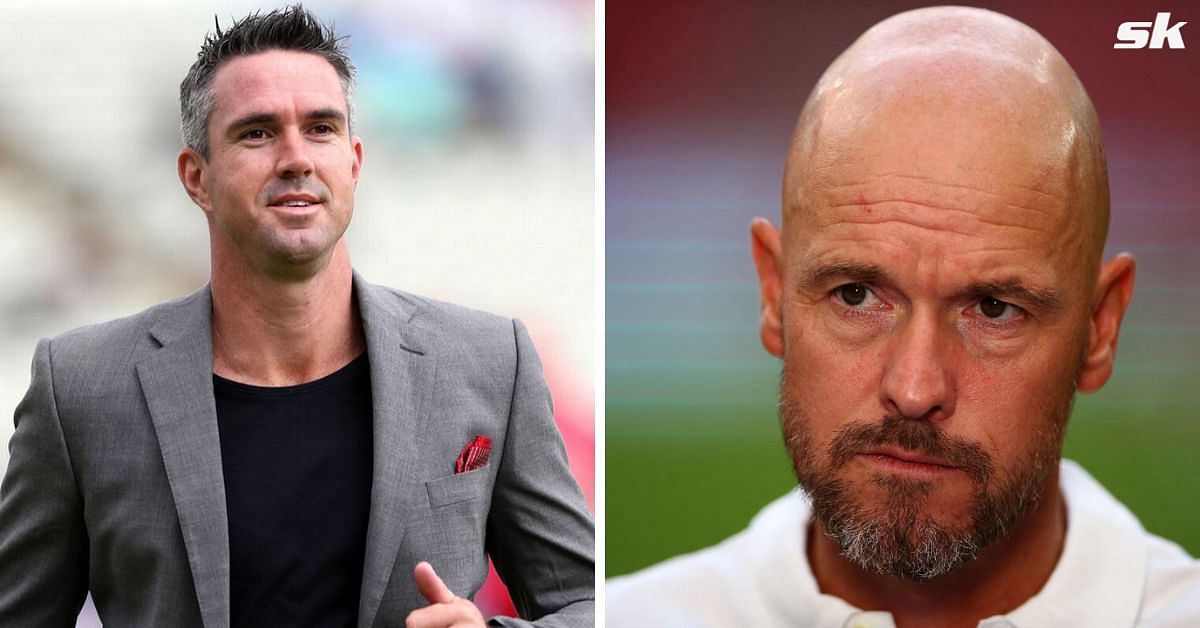 Former England cricketer Kevin Pietersen (left) and Manchester United manager Erik ten Hag