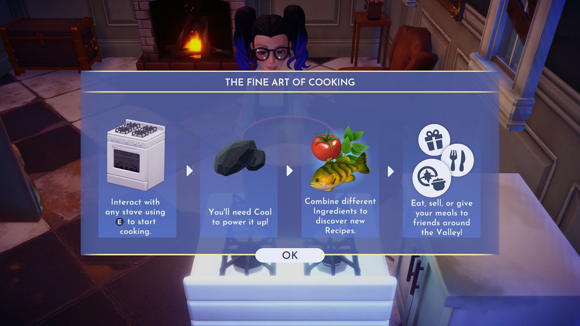 Cooking requires a cooking station and a piece of Coal (Image via Gameloft)