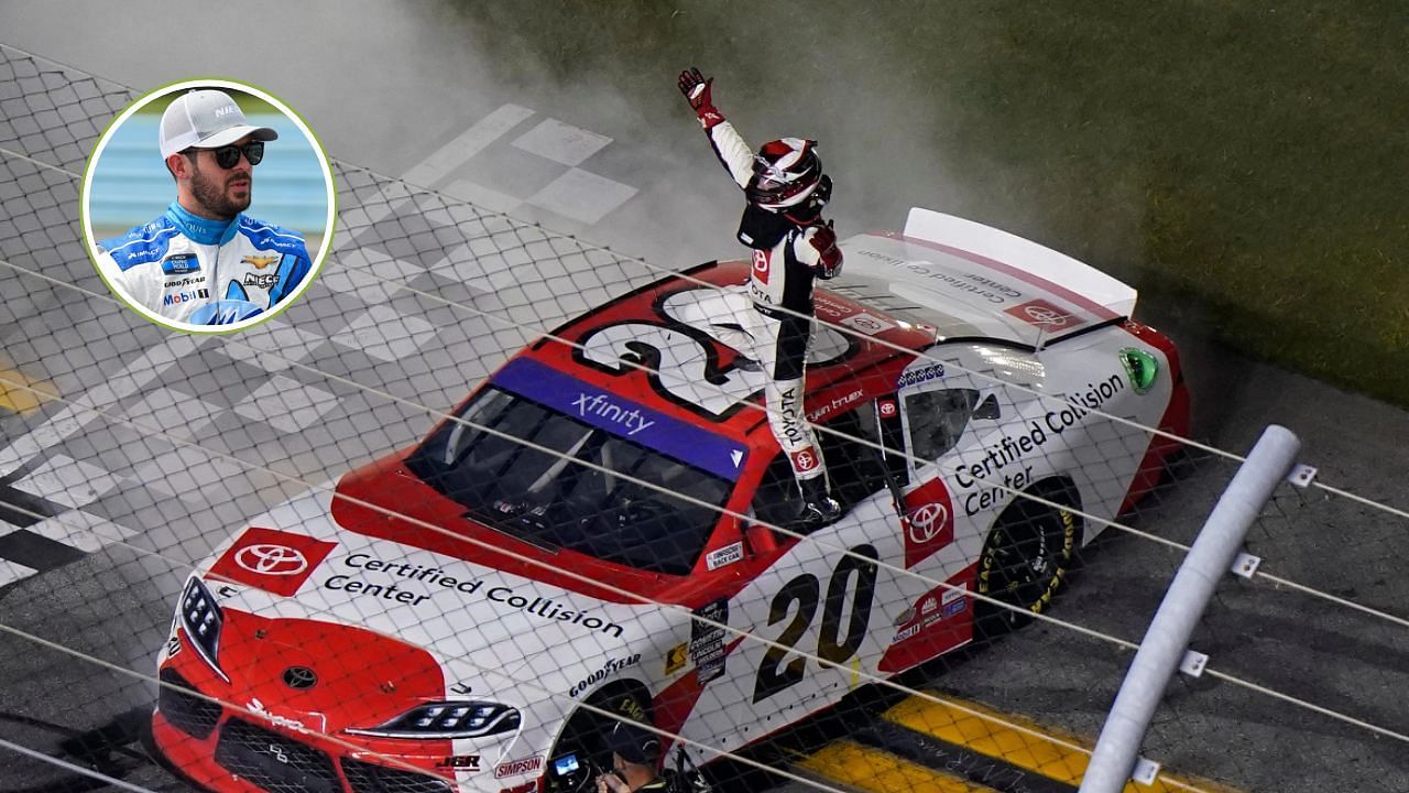 NASCAR driver after celebrates winning the WaWa  250 Powered by Coca-Cola at Daytona International Speedway(Source: Imagn)