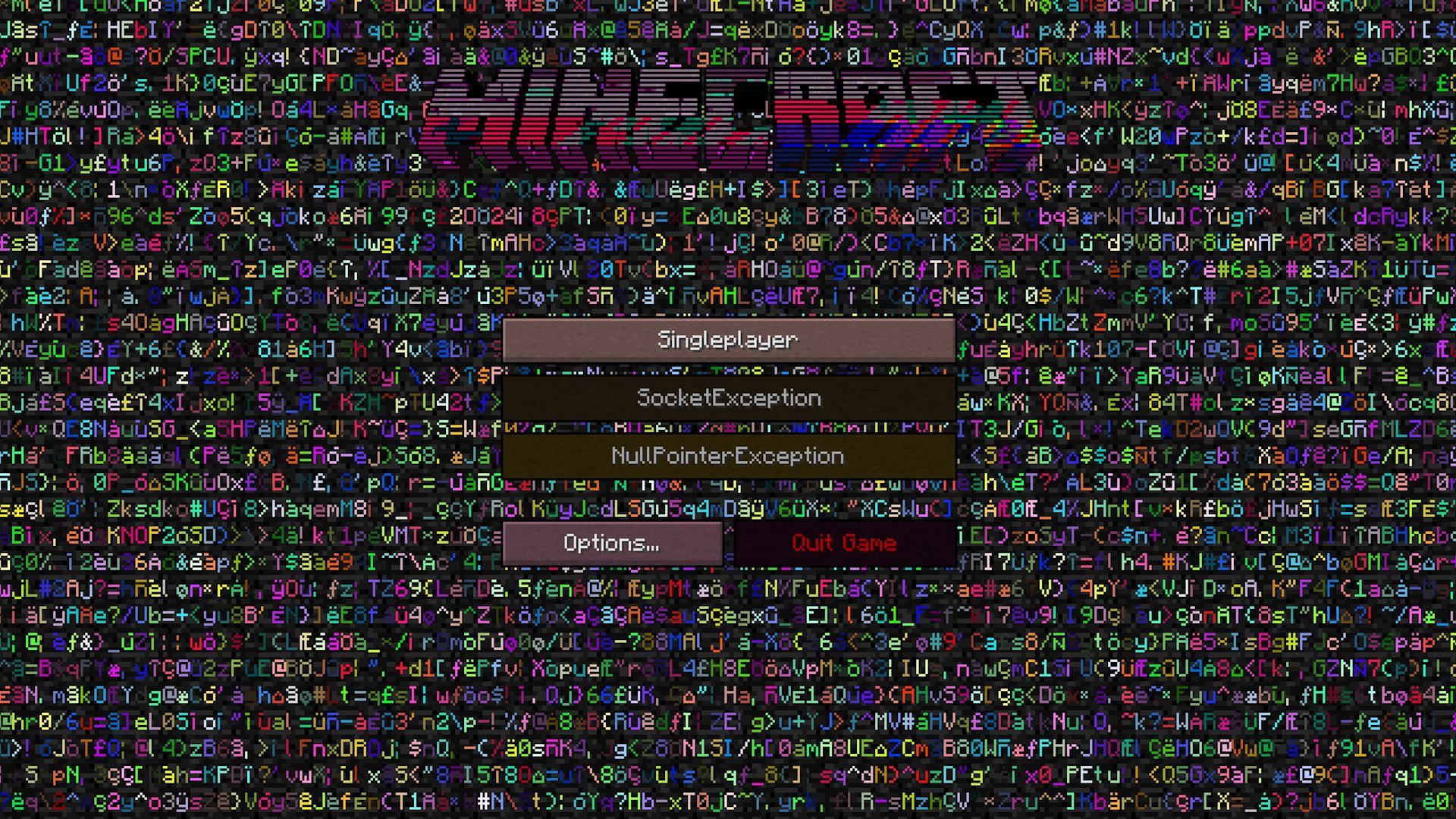 Error 422&#039;s glitched title screen (Image via Mojang)