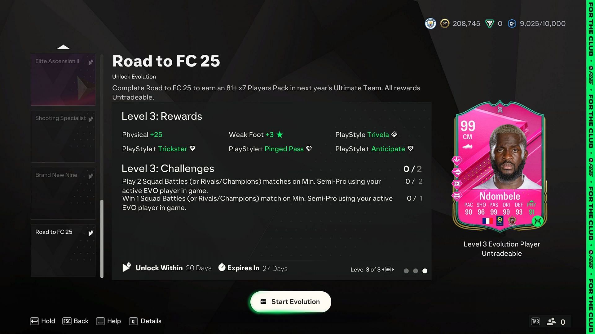 Ndombele put into Road to FC 25 EVO: Level 3 (Image via EA)