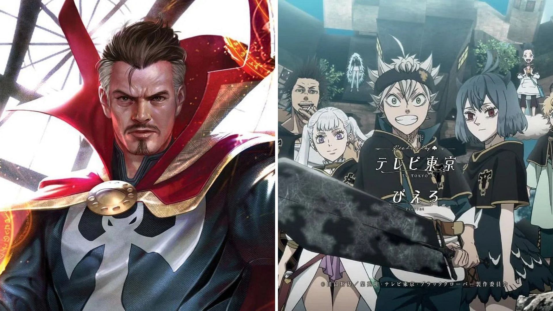 Doctor Strange in Black Clover (Images via Marvel Comics and Studio Pierrot)