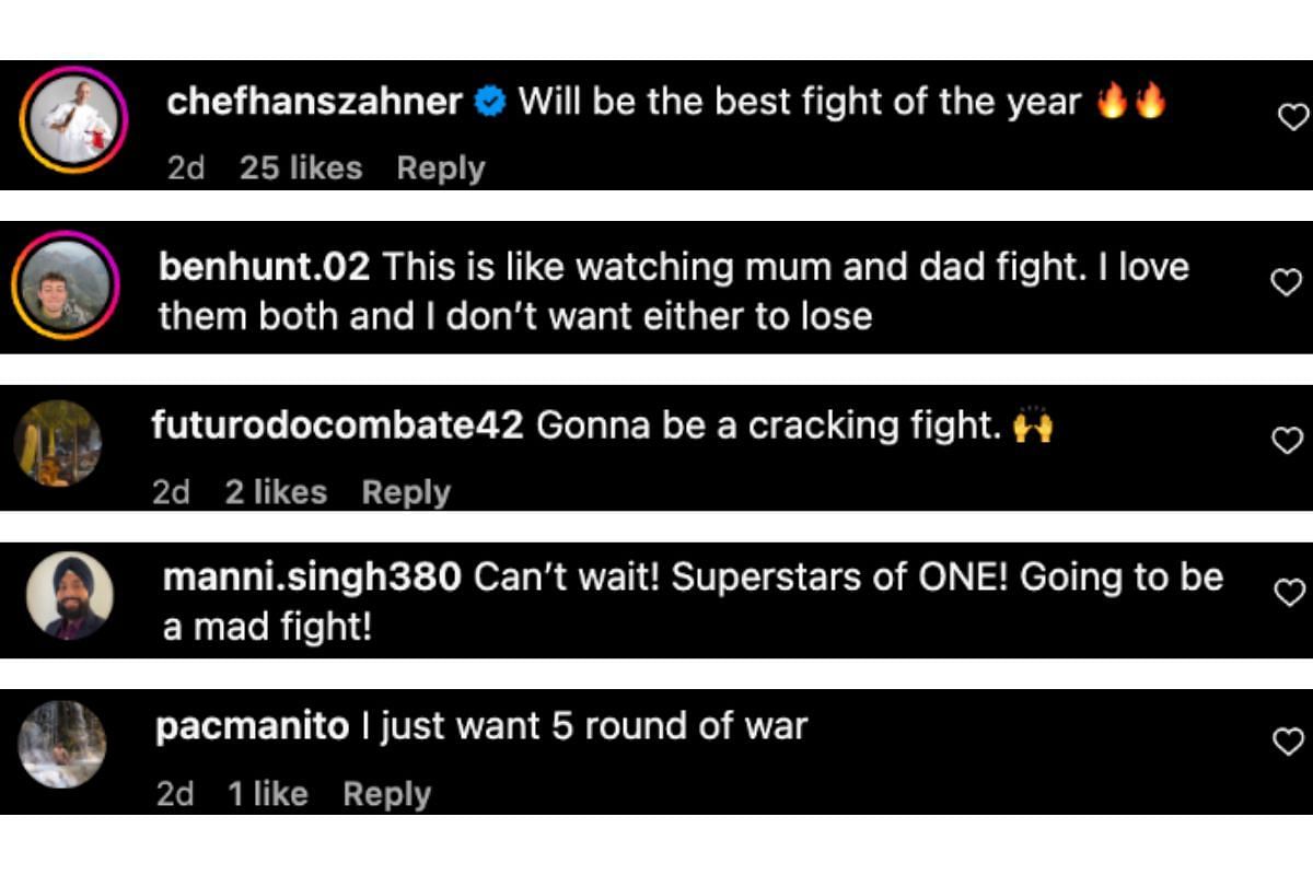 Screenshot of fans&#039; comments