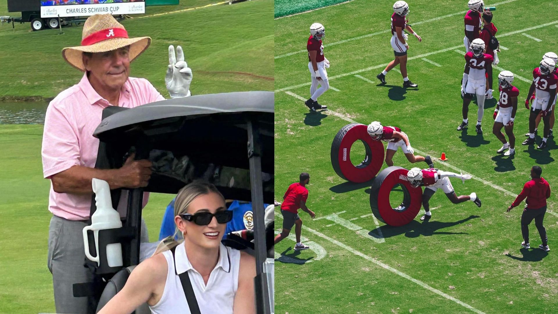 Nick Saban, his daughter Kristen and the Alabama team (Kristen and Alabama IG handles)