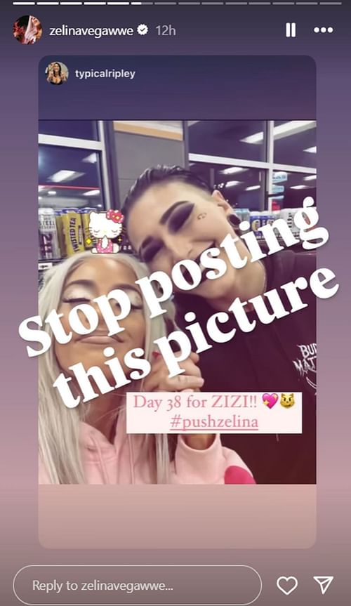 Zelina Vega clearly doesn't want this picture shared (Credit: Zelina's Instagram)