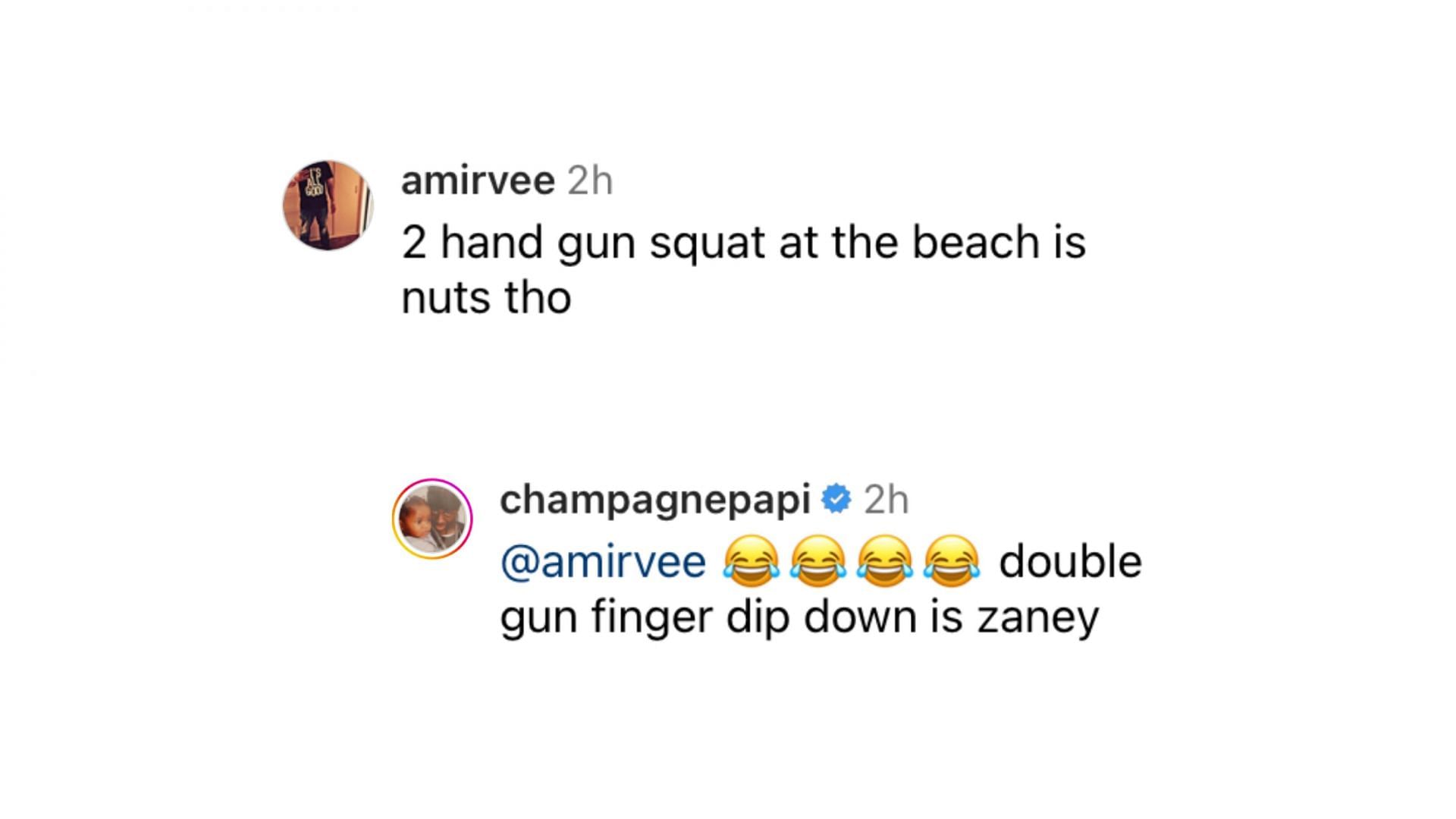 Drake&#039;s response to a comment on his new Instagram post (Image via @champagnepapi/Instagram)