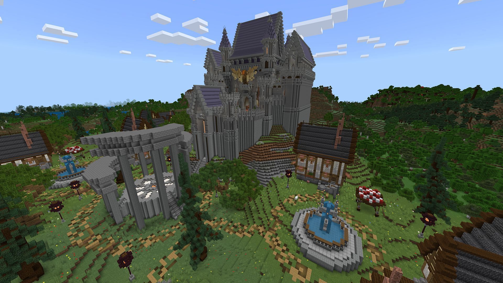 Many of these Minecraft adventure maps feature gorgeous custom builds (Image via Mojang)