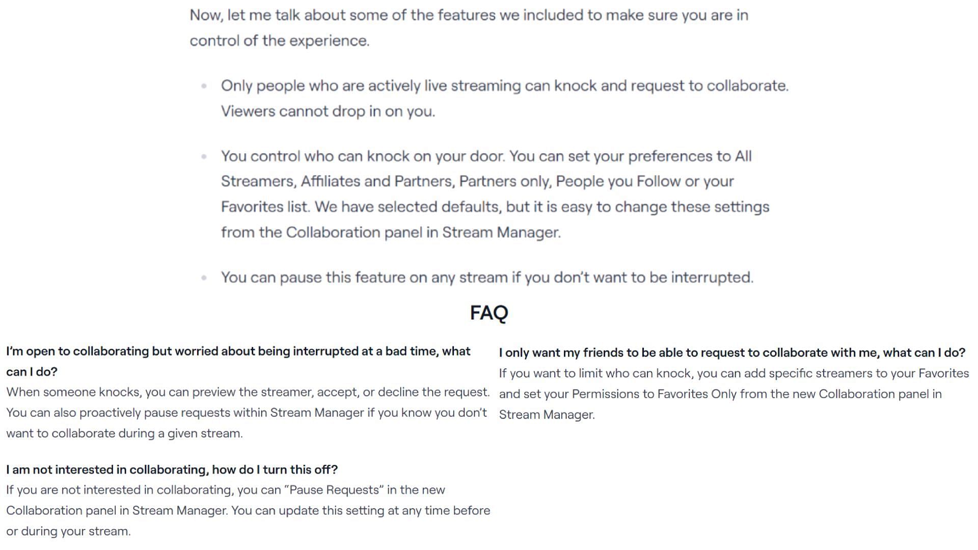 Information provided on the Twitch blog on how to control the feature (Image via blog.twitch.tv)