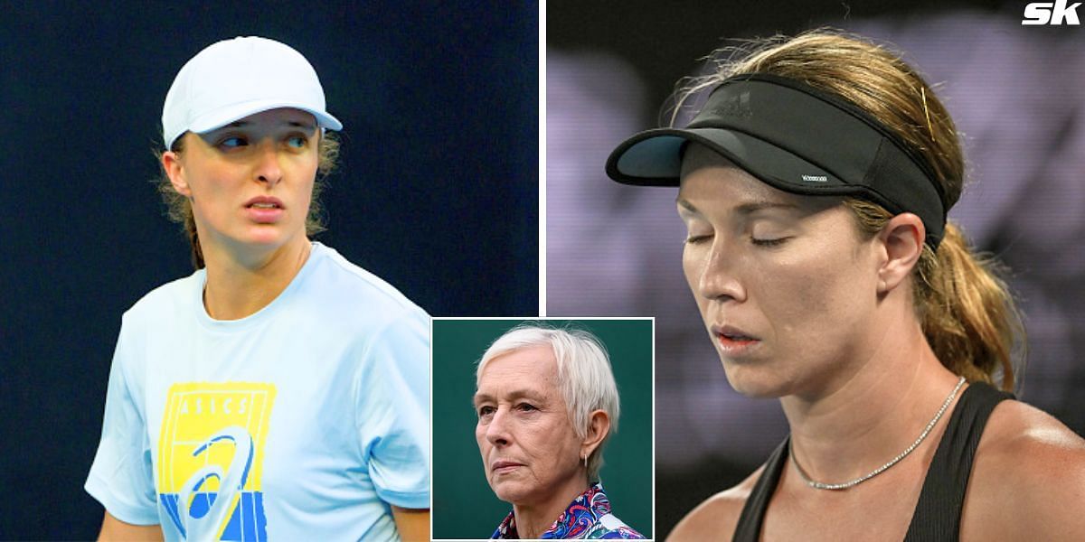 Iga Swiatek (L) Danielle Collins (R) &amp; Martina Navratilova (inset) [Image Source: Getty Images]