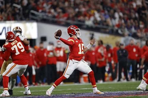 Patrick Mahomes at Super Bowl LVIII - San Francisco 49ers v Kansas City Chiefs - Source: Getty