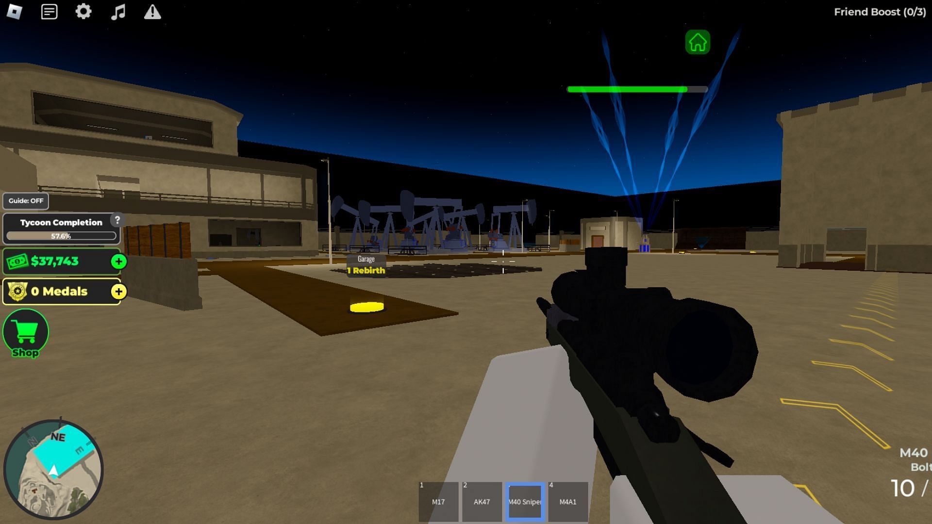 Build your base to unlock new weapons (Image via Roblox)