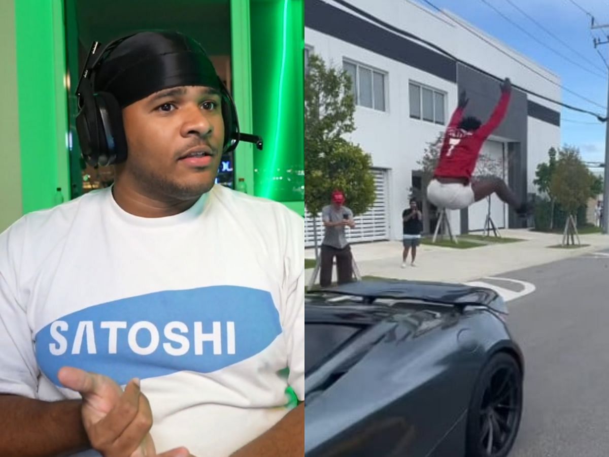 AMP Fanum claims to undertake the viral IShowSpeed stunt (Image via Twitch/Fanum and YouTube/IShowSpeed)