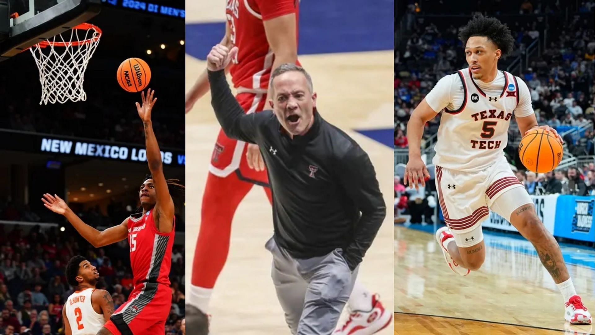 From left to right: Transfer forward J.T. Toppin, Texas Tech coach Grant McCasland and forward Darrion Williams (Image Source: IMAGN)