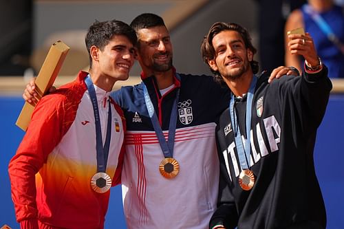 Men's tennis singles medalists at the 2024 Summer Olympics. (IMAGE: Getty)