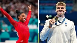 Simone Biles poses with Leon Marchand as they close record-breaking campaigns at Paris Olympics 2024