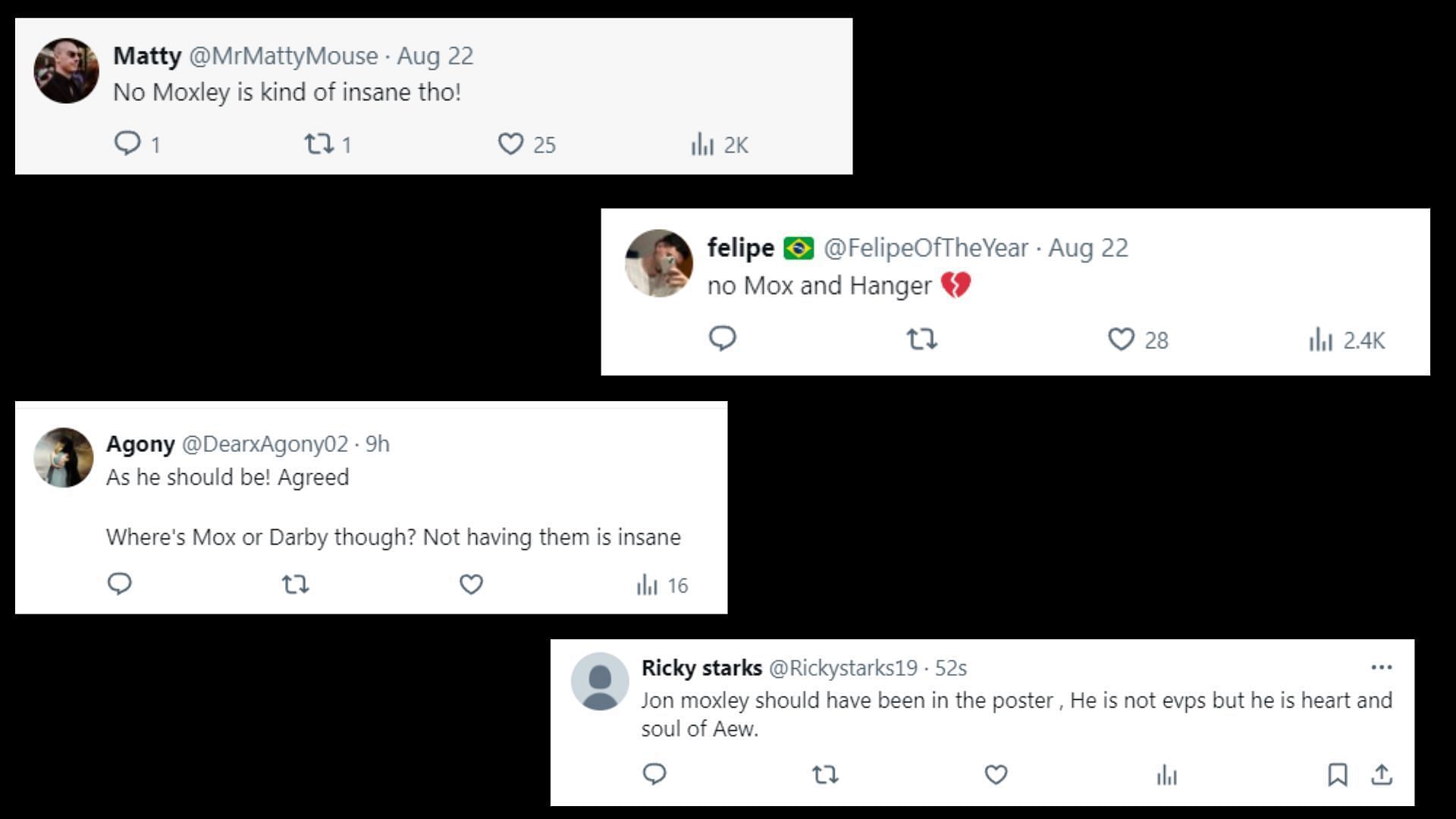 Fans react to the AEW Program&#039;s cover. [Screenshots via Drainmaker&#039;s X handle]