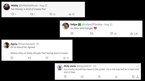 Fans react to the AEW Program's cover. [Screenshots via Drainmaker's X handle]