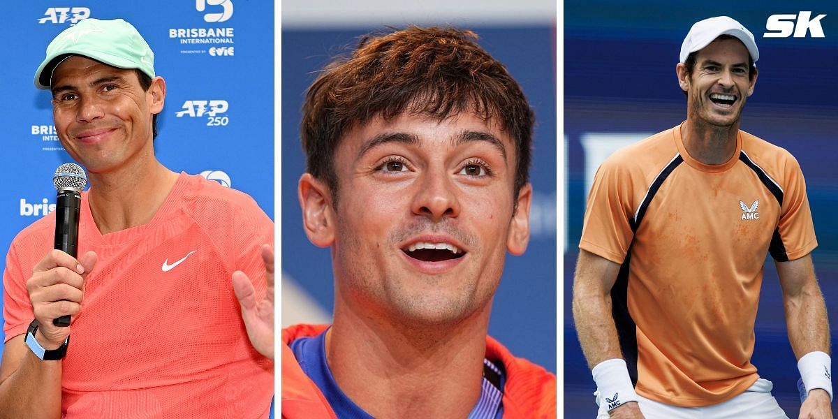 (L-R) Rafael Nadal, Tom Daley, Andy Murray (Source: Getty)