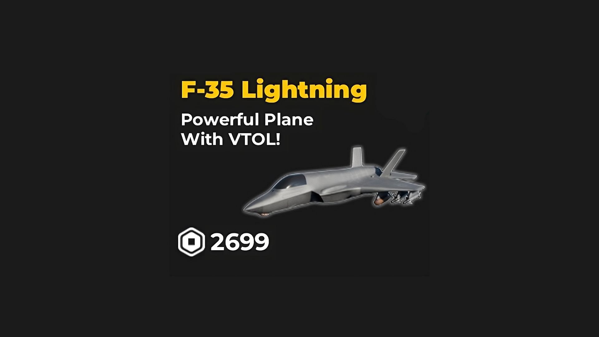 F-35 Lightning aircraft (Image via Roblox || Sportskeeda)