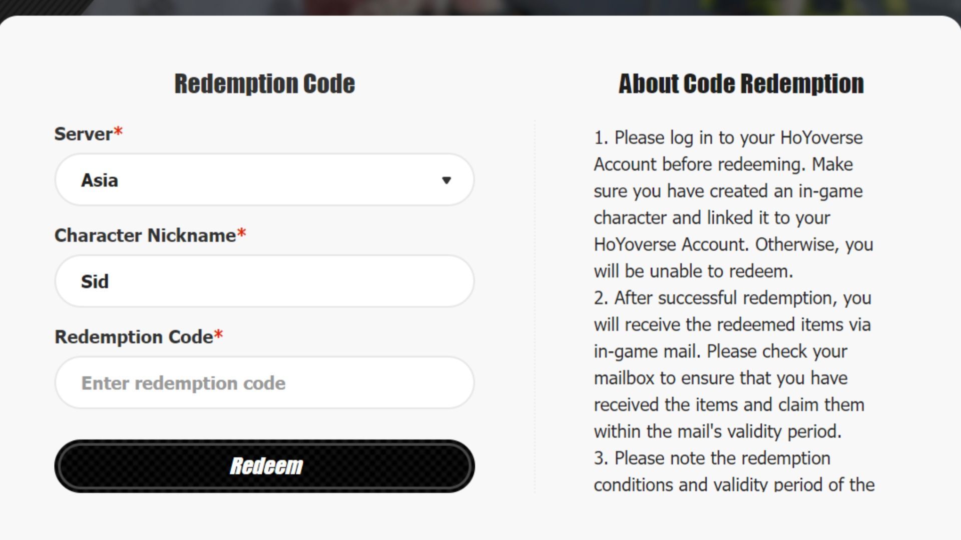 Redeem ZZZ 1.1 livestream codes through the official website (Image via HoYoverse)