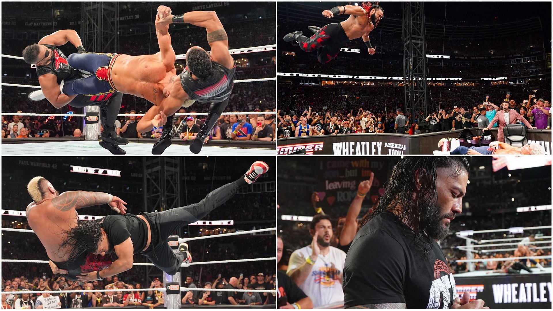 The Bloodline in action during the WWE SummerSlam main event