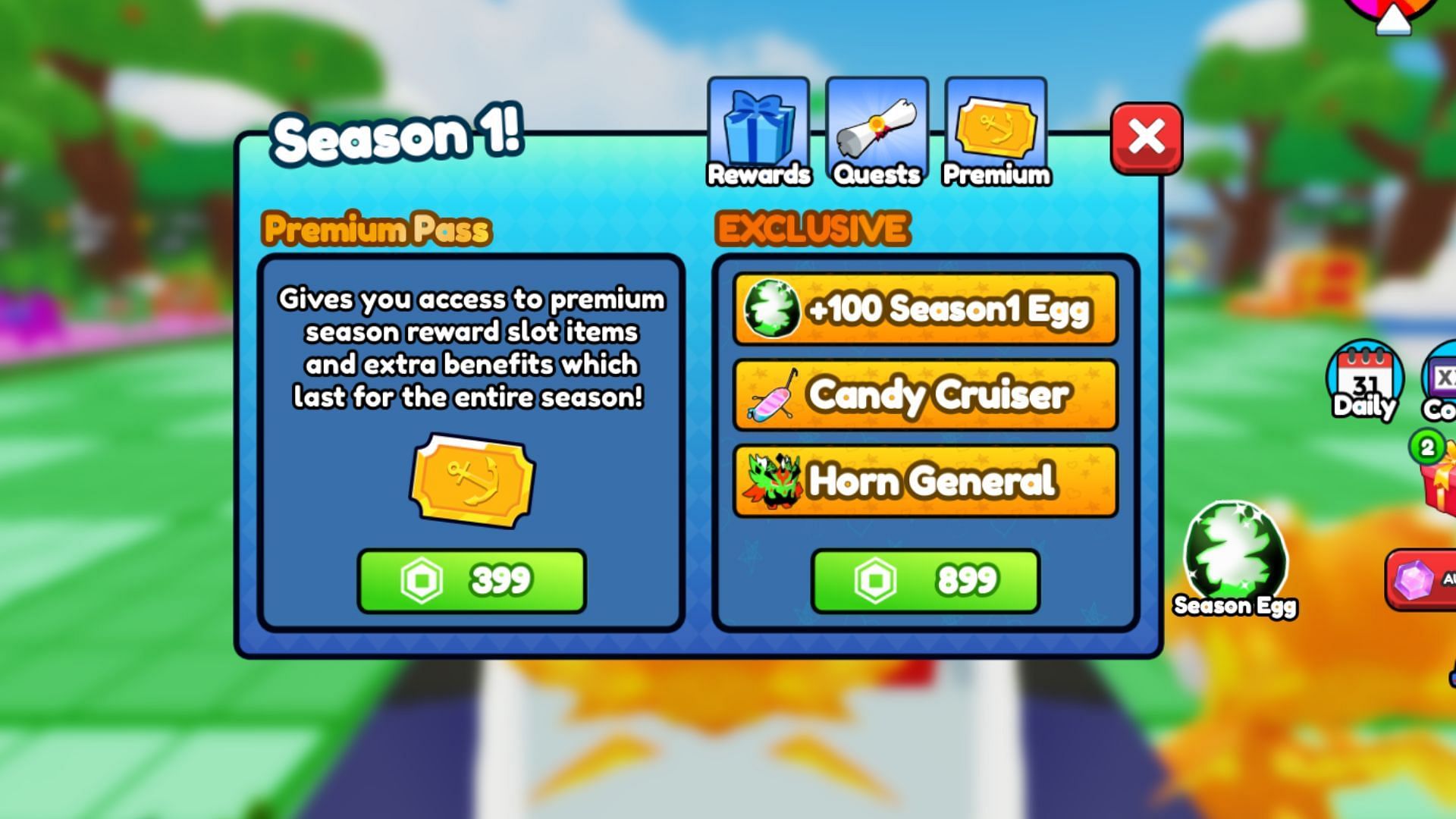 You can purchase some Exclusive Season 1 Rewards too (Image via Roblox)