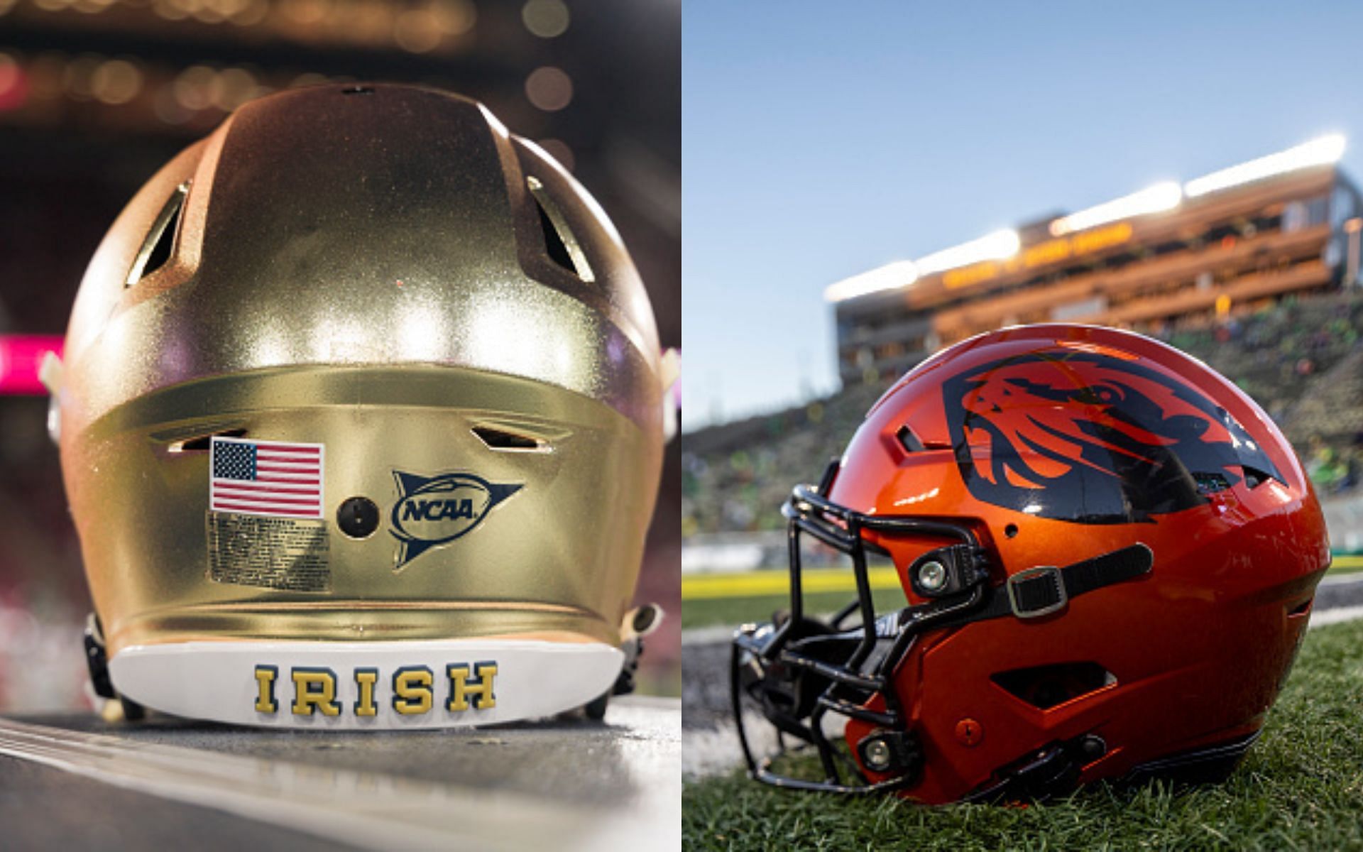 Notre Dame Fighting Irish (left); Oregon State Beavers (right)