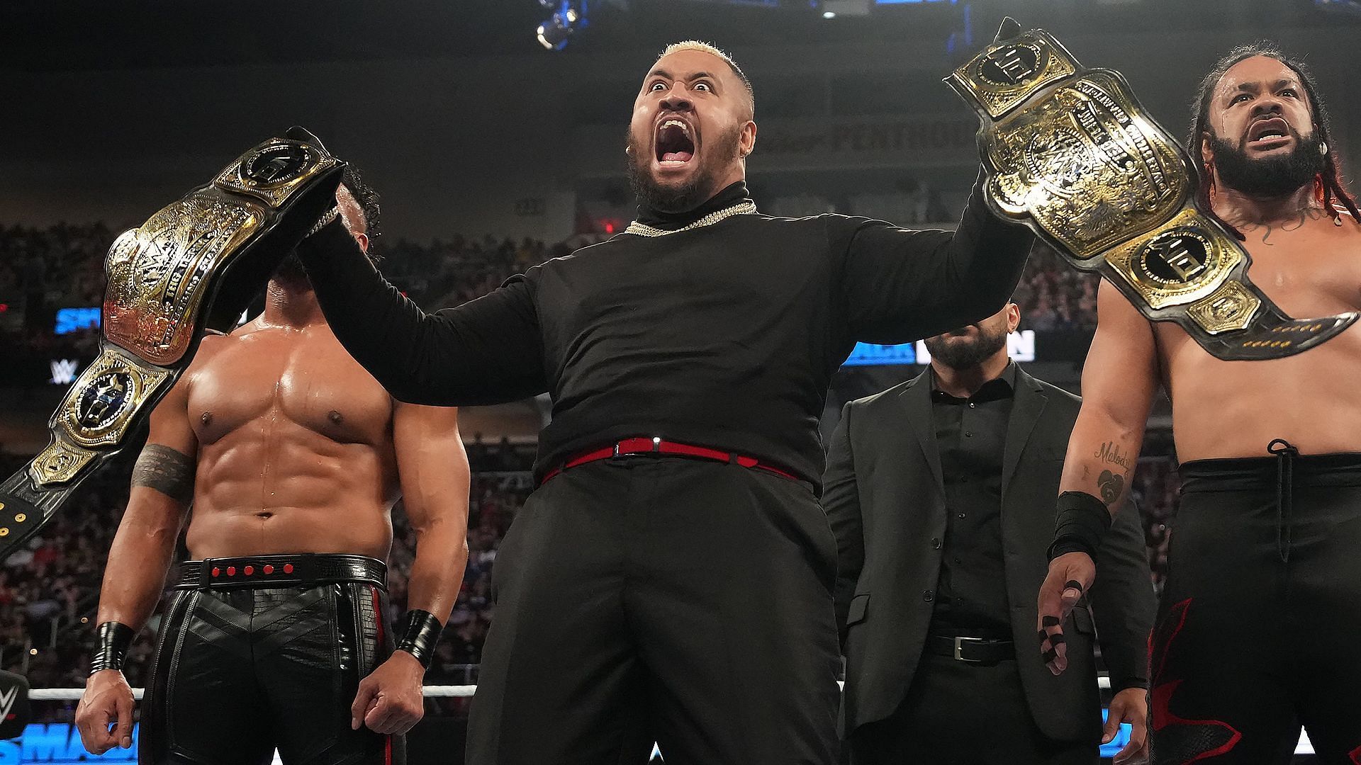 The Bloodline will defend the WWE Tag Team Titles at Bash in Berlin. (Image via WWE.com)