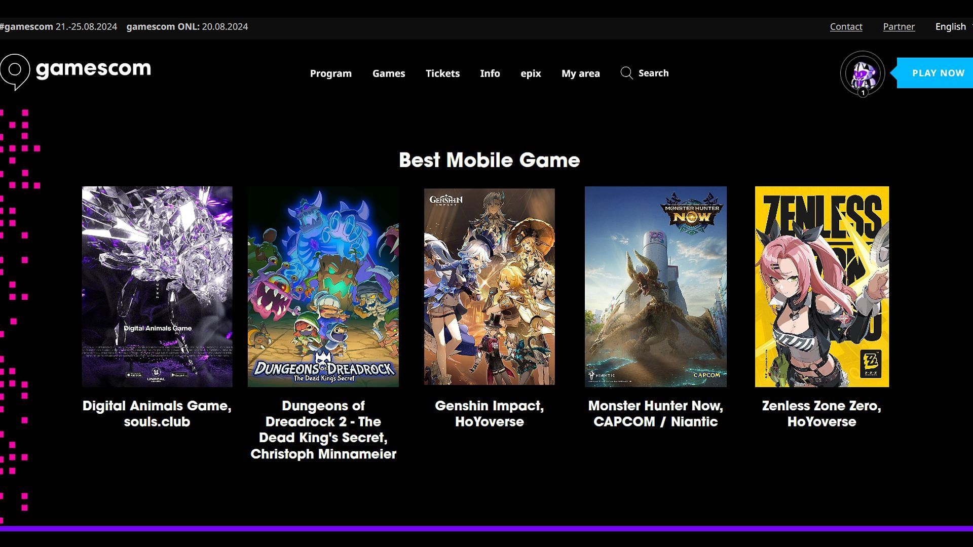 Genshin Impact and Zenless Zone Zero have both been nominated in the Best Mobile Game category (Image via Gamescom)