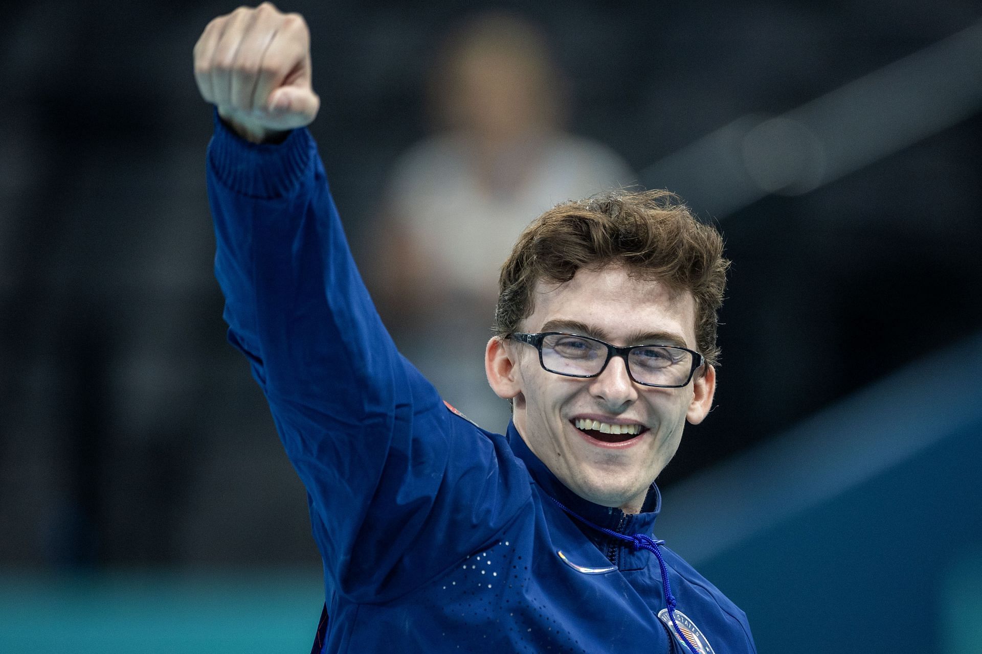 Stephen Nedoroscik of the USA celebrates after winning the bronze medal in the Men&#039;s Pommel Horse event at Paris Olympics [Image Source: Getty]